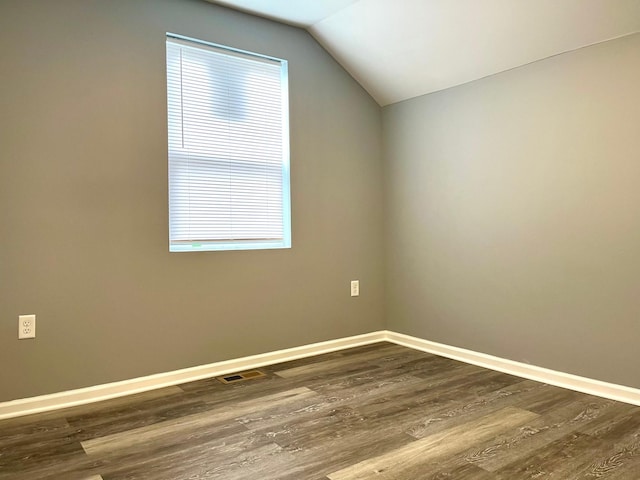 2616 30th Ave S, Minneapolis, MN 55406 - additional living space featuring dark wood finished floors, baseboards, lofted ceiling, and plenty of natural light