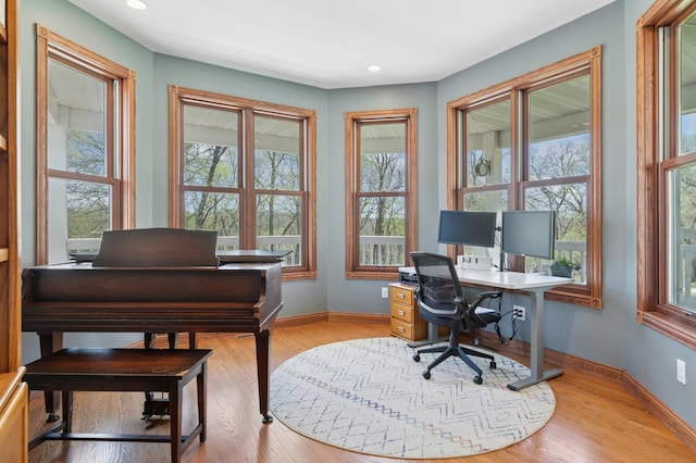 6715 Eldorado Way, Leon Twp, MN 55009 - home office with light wood finished floors, baseboards, and recessed lighting