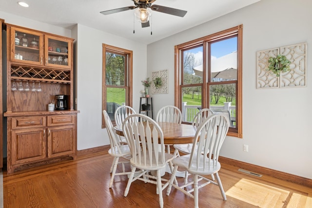 6715 Eldorado Way, Leon Twp, MN 55009 - dining area featuring wood finished floors, baseboards, plenty of natural light, and recessed lighting