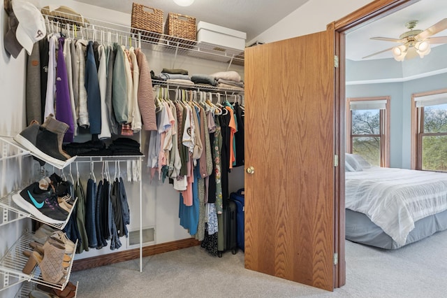 6715 Eldorado Way, Leon Twp, MN 55009 - spacious closet featuring carpet flooring, ceiling fan, and vaulted ceiling