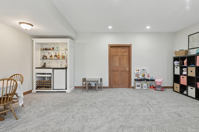 6715 Eldorado Way, Leon Twp, MN 55009 - game room with a bar, carpet, recessed lighting, and baseboards