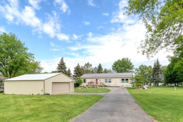 33397 Pickerel View Dr, Richville, MN 56576 - ranch-style house featuring an outbuilding, a detached garage, and a front yard