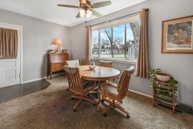 110 7th St SE, Little Falls, MN 56345 - dining space featuring a ceiling fan and baseboards