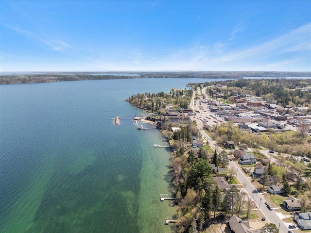 aerial overview of property's location featuring a large body of water