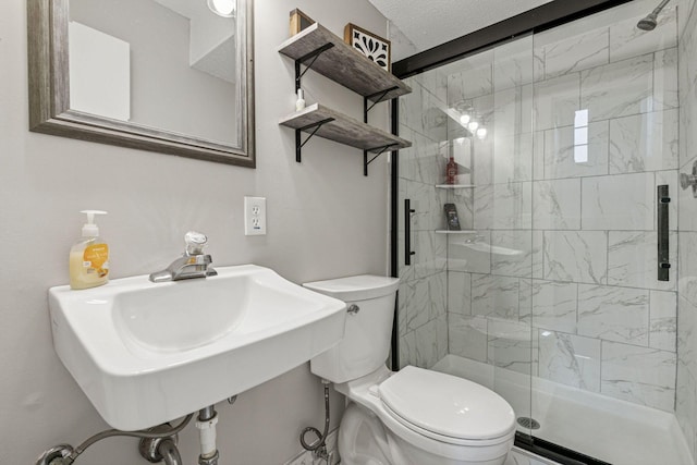 2313 122nd St, Burnsville, MN 55337 - bathroom featuring toilet, a stall shower, and a sink