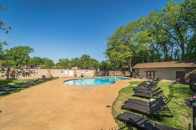 4524 Cedar Lake Rd S Unit 3, Saint Louis Park, MN 55416 - view of pool with french doors, a patio area, and a fenced backyard