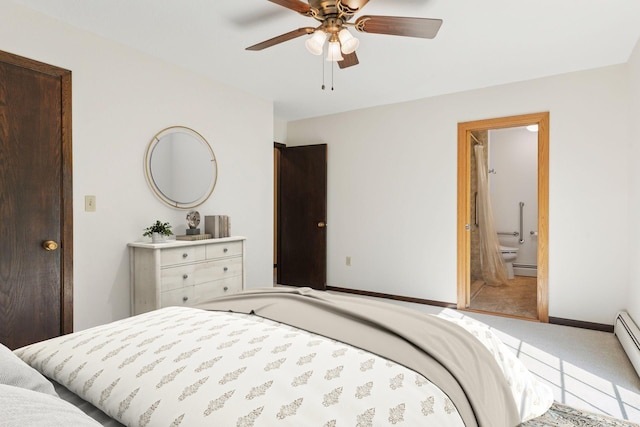 1031 Pheasant Trl, Hudson, WI 54016 - carpeted bedroom with baseboards, baseboard heating, and ceiling fan