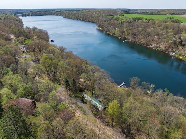 1651 Niles Ln N, Centuria, WI 54824 - aerial view of property and surrounding area featuring a nearby body of water and a heavily wooded area