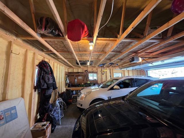 garage with a garage door opener