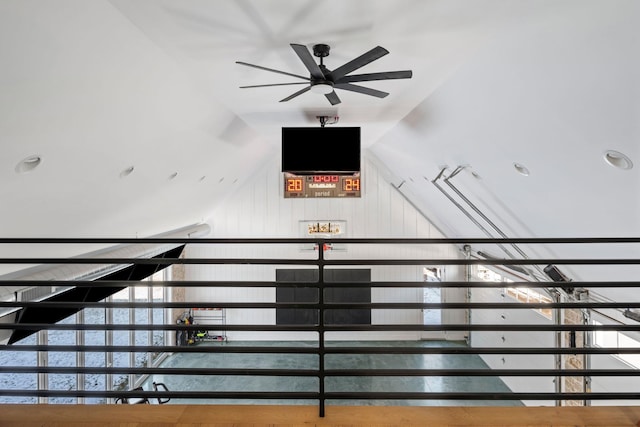 4898 County Road 6, Independence, MN 55359 - staircase with ceiling fan and vaulted ceiling