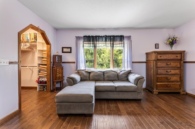 23677 County Road 23, Winona, MN 55987 - living room featuring dark wood-style floors and baseboards
