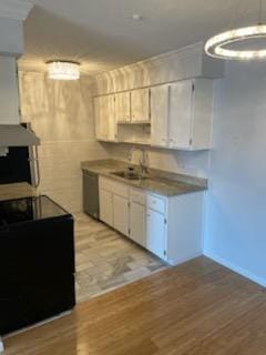 7412 22nd St Unit 204, Saint Louis Park, MN 55426 - kitchen featuring stove, a sink, light wood-type flooring, stainless steel dishwasher, and ventilation hood