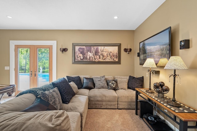 2209 Indian Rd W, Minnetonka, MN 55305 - carpeted living area featuring french doors and recessed lighting