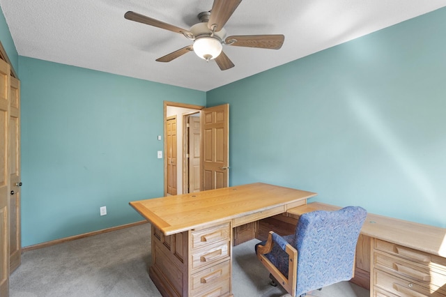 2209 Indian Rd W, Minnetonka, MN 55305 - carpeted home office featuring a ceiling fan, baseboards, and built in desk