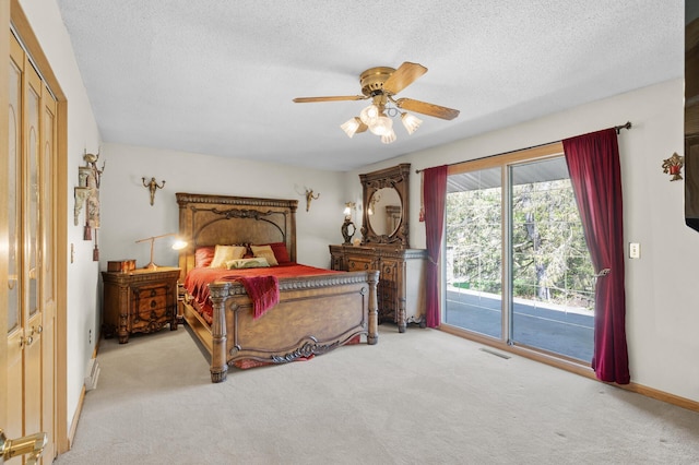 2209 Indian Rd W, Minnetonka, MN 55305 - carpeted bedroom with access to outside, a textured ceiling, ceiling fan, and baseboards