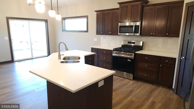 3137 Zuni Way NW, Anoka, MN 55303 - kitchen with appliances with stainless steel finishes, a sink, healthy amount of natural light, and dark wood-style floors