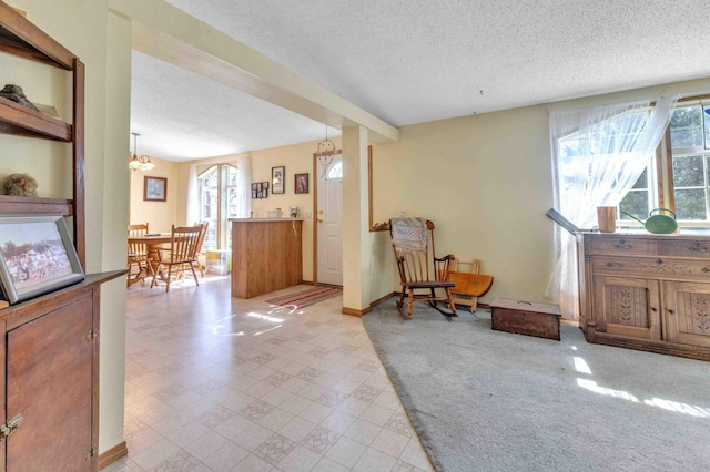 7210 79th Ave SW, Staples, MN 56479 - entrance foyer with a textured ceiling, a chandelier, and baseboards