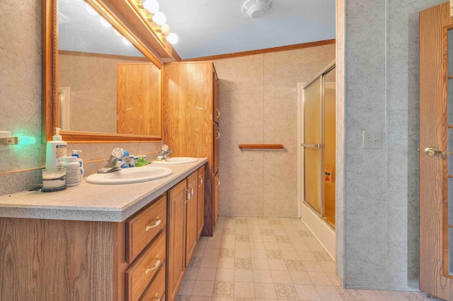 7210 79th Ave SW, Staples, MN 56479 - full bathroom featuring tile patterned floors, double vanity, and ornamental molding
