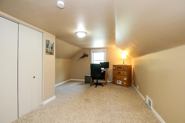 340 5th Ave SW, Hutchinson, MN 55350 - home office with carpet and vaulted ceiling