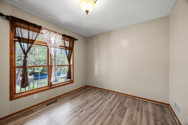 25100 Lincoln Dr NE, Athens Twp, MN 55040 - empty room featuring light wood-style floors, baseboards, and a textured ceiling