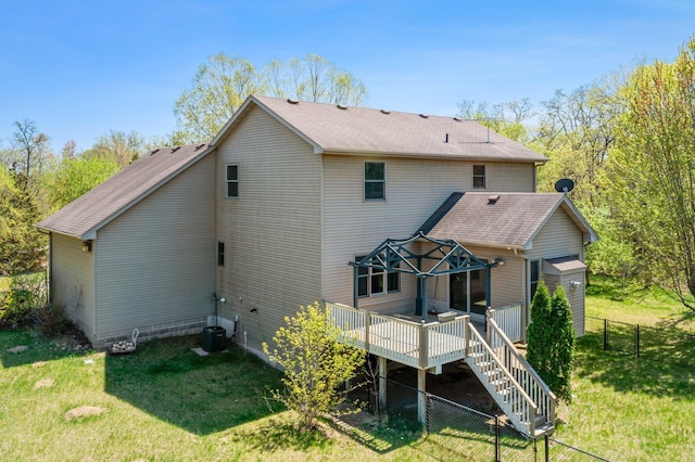 25100 Lincoln Dr NE, Athens Twp, MN 55040 - back of house featuring a wooden deck, a shingled roof, and stairs
