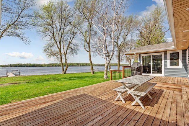 17055 Dickenson Ln, Waterville, MN 56096 - wooden deck with a water view and a yard
