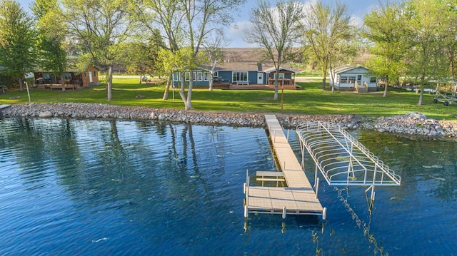 17055 Dickenson Ln, Waterville, MN 56096 - dock area featuring a lawn and a water view
