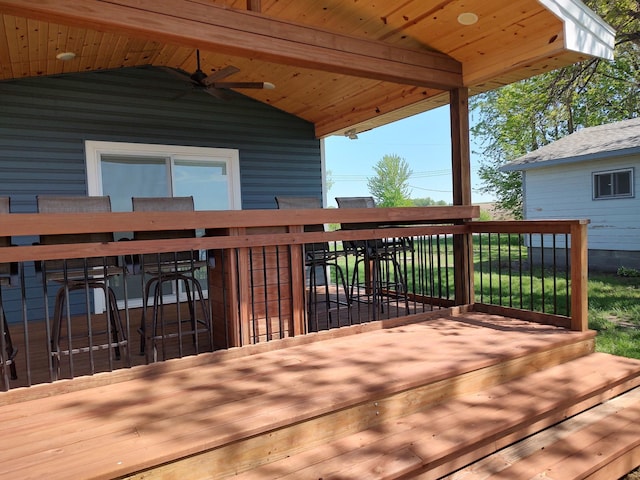 17055 Dickenson Ln, Waterville, MN 56096 - deck featuring a ceiling fan