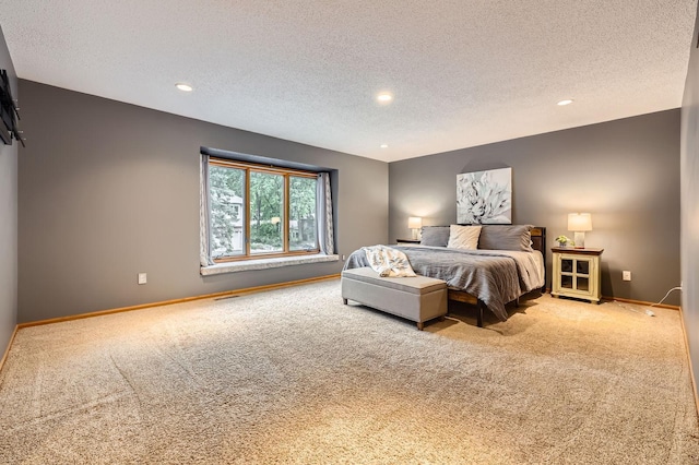 58 Garden Dr, Burnsville, MN 55337 - bedroom with carpet, a textured ceiling, recessed lighting, and baseboards