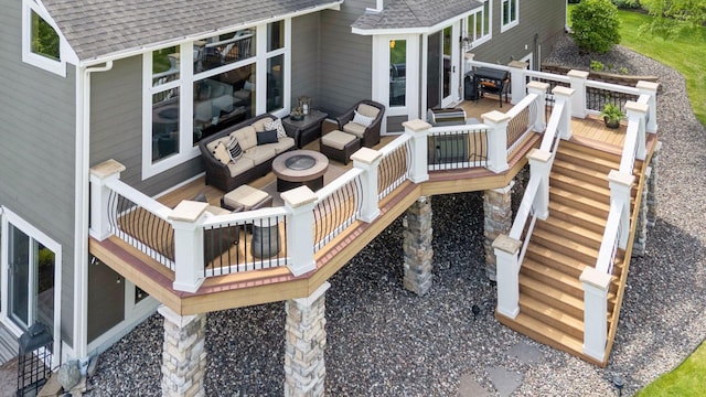 19820 Schutte Farm Rd, Corcoran, MN 55340 - wooden terrace with an outdoor hangout area