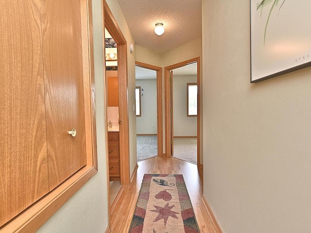 38850 Christie Ln, Cohasset, MN 55721 - corridor with wood finished floors, a textured ceiling, and baseboards