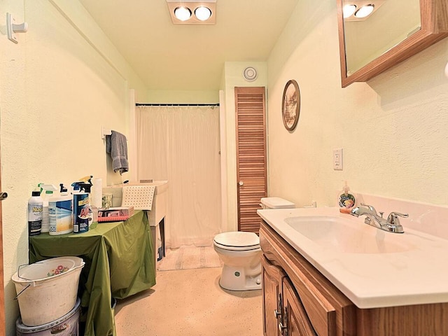 38850 Christie Ln, Cohasset, MN 55721 - bathroom featuring vanity, toilet, and curtained shower