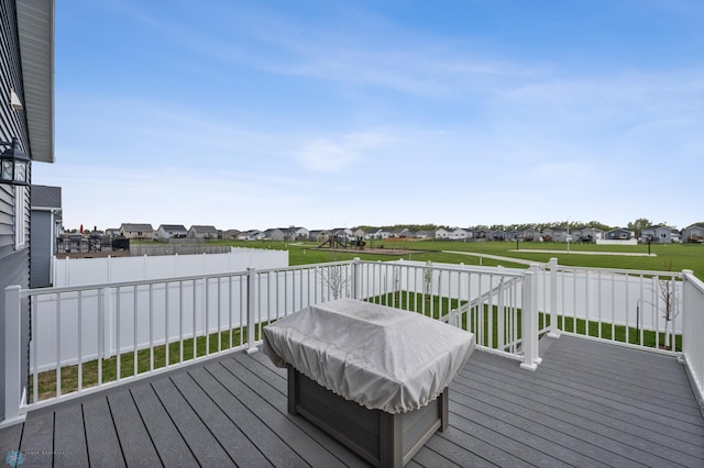 deck with a residential view