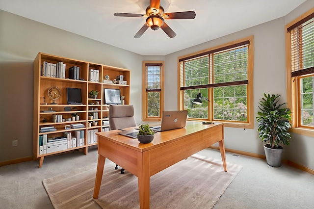 1376 Cobblestone Rd N, Champlin, MN 55316 - office featuring carpet flooring, healthy amount of natural light, and a ceiling fan
