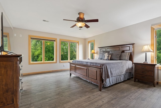 1376 Cobblestone Rd N, Champlin, MN 55316 - bedroom featuring wood finished floors, multiple windows, and ceiling fan