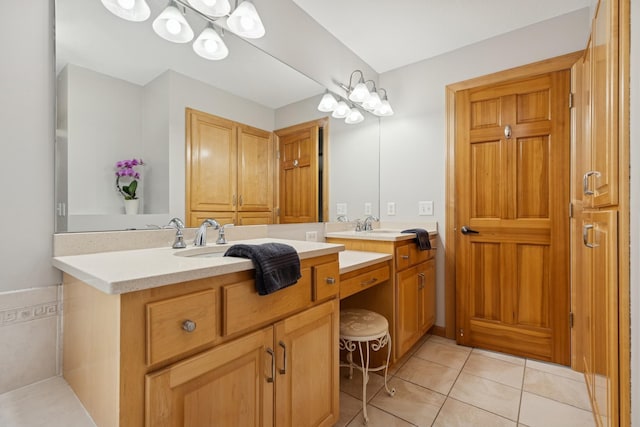 1376 Cobblestone Rd N, Champlin, MN 55316 - bathroom with double vanity and tile patterned floors