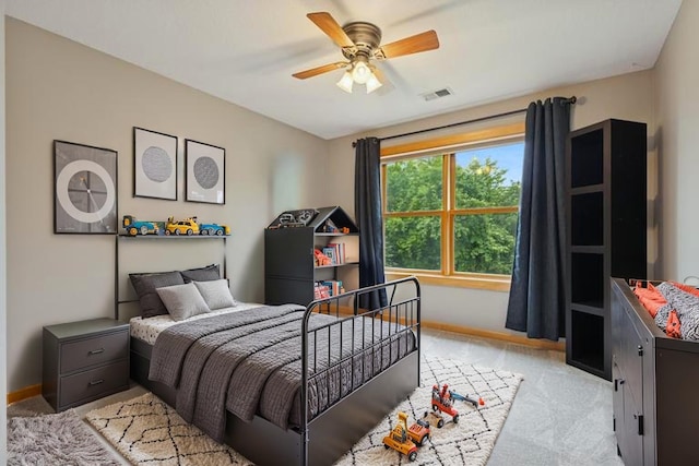 1376 Cobblestone Rd N, Champlin, MN 55316 - bedroom with light carpet and a ceiling fan