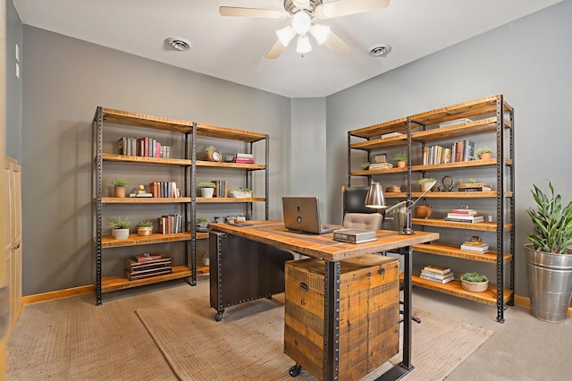 1376 Cobblestone Rd N, Champlin, MN 55316 - office area with ceiling fan and baseboards