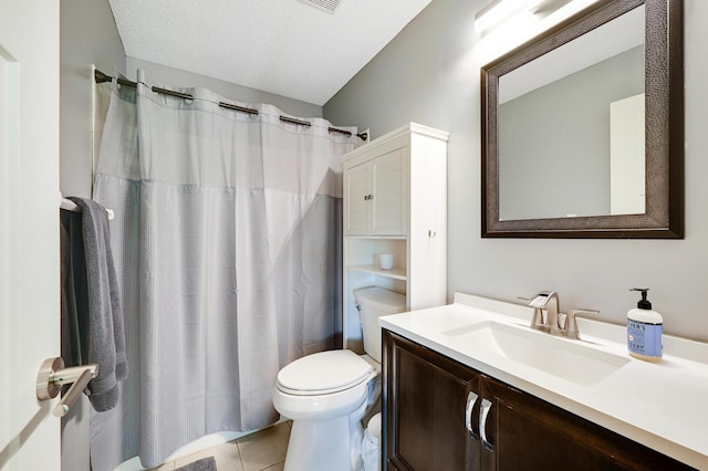 14590 Thicket Ln, Dayton, MN 55327 - full bathroom with toilet, tile patterned flooring, vanity, and curtained shower