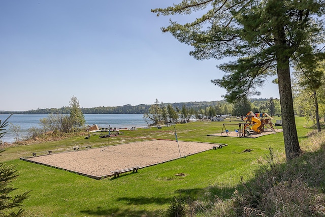 5305 Cisco Ln NE, Remer, MN 56672 - view of property's community with volleyball court, a yard, and a water view