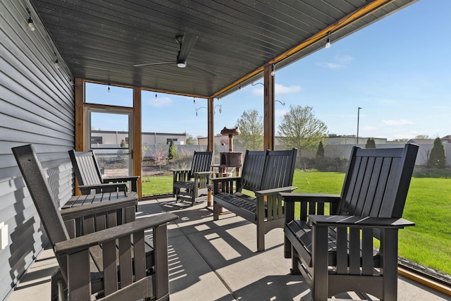 view of patio / terrace with a ceiling fan