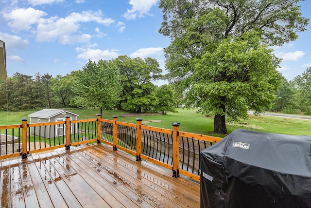 1270 145th Ave NW, Andover, MN 55304 - deck featuring a yard, an outdoor structure, and a grill