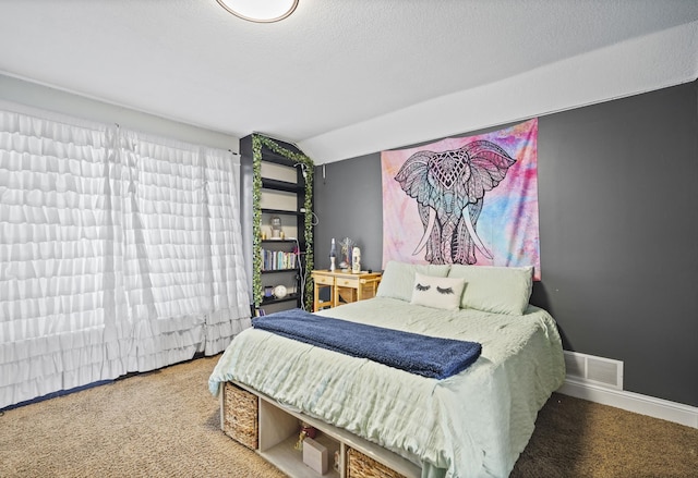 8132 Fillmore St NE, Spring Lake Park, MN 55432 - bedroom with carpet flooring, vaulted ceiling, baseboards, and a textured ceiling