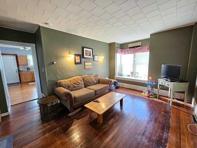 living room with wood-type flooring