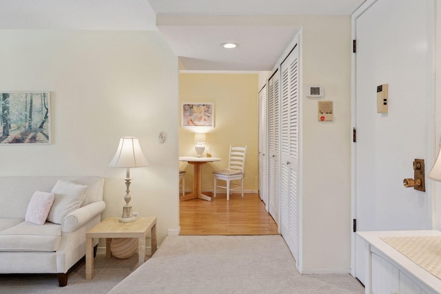 3412 Oak Ridge Rd Unit 317, Minnetonka, MN 55305 - corridor featuring light colored carpet, baseboards, and recessed lighting