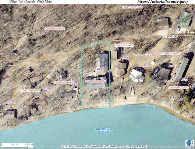 49262 Big Pine Rd, Perham, MN 56573 - aerial map of property and surrounding area featuring property boundaries highlighted
