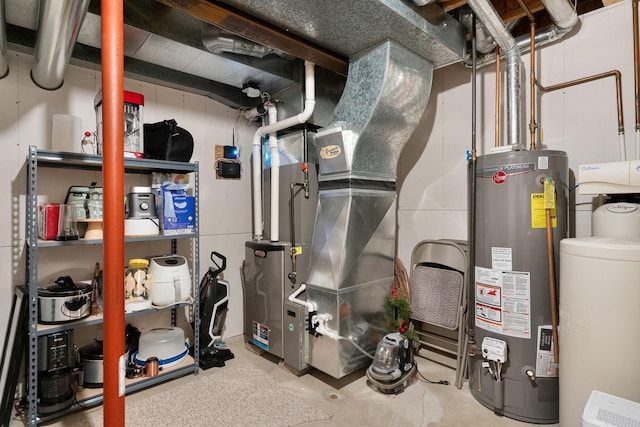 utility room featuring gas water heater
