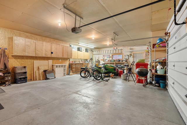 garage with a garage door opener
