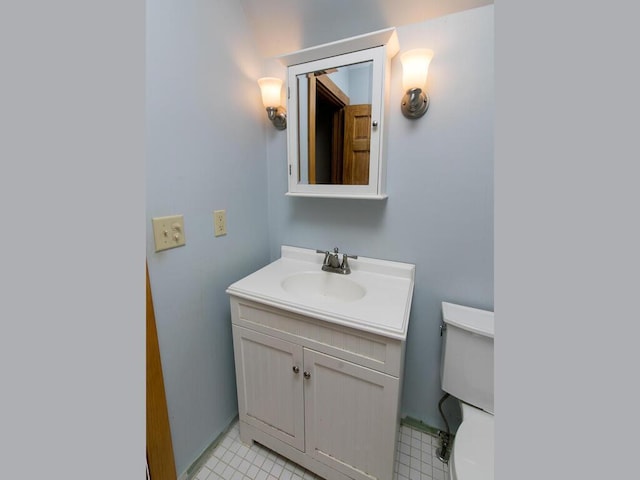 half bathroom with toilet and vanity