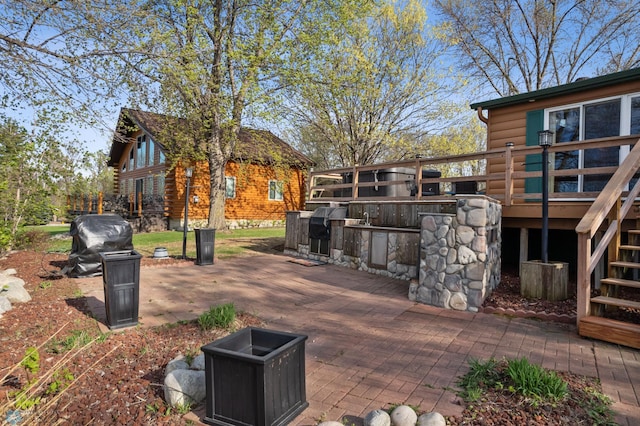 24295 Matson Point Trl, Lida Twp, MN 56572 - view of patio / terrace featuring a wooden deck and stairway